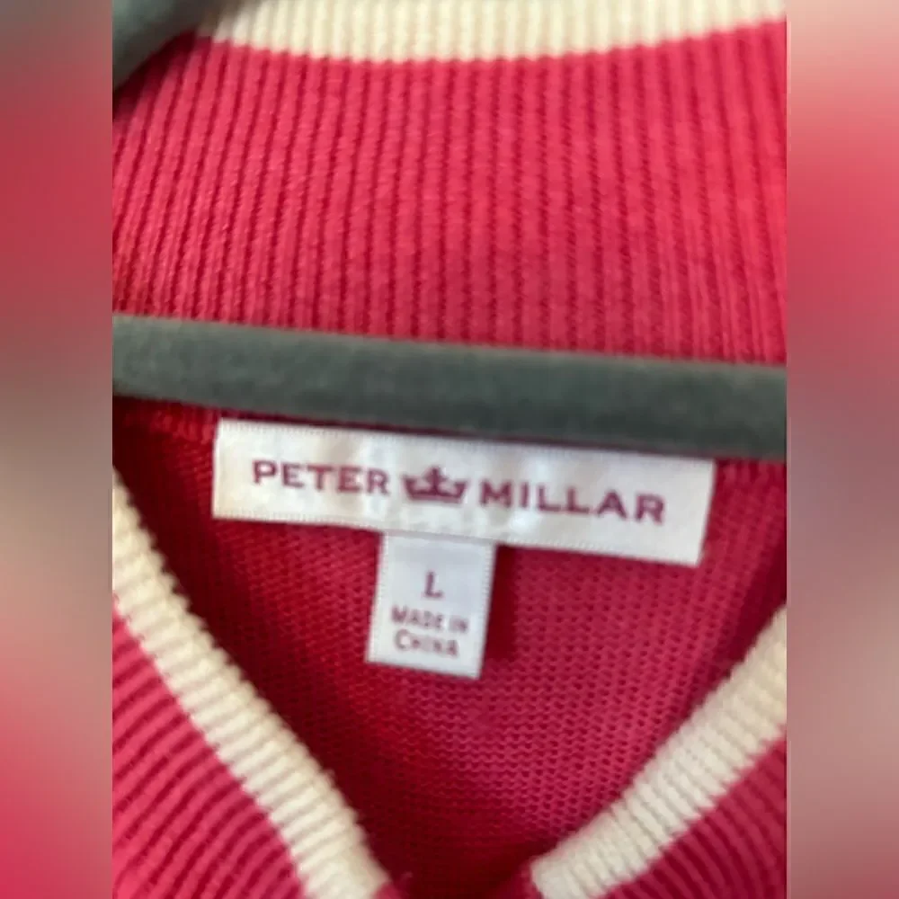 Peter Millar pink quarter zip up long sleeve sweater Size large